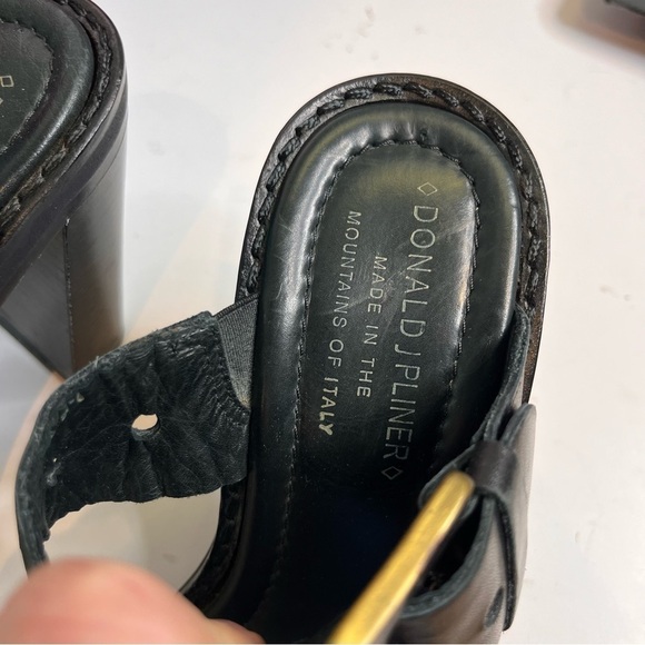 DONALD J PLINER | Slides Sandals Black Heels Buckle Italy - Picture 2 of 4